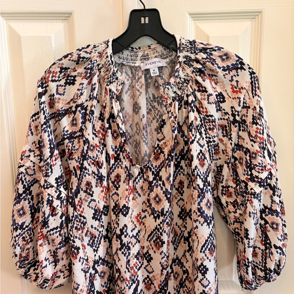 Evereve Women's Blouse - Multicolor Geometric Design